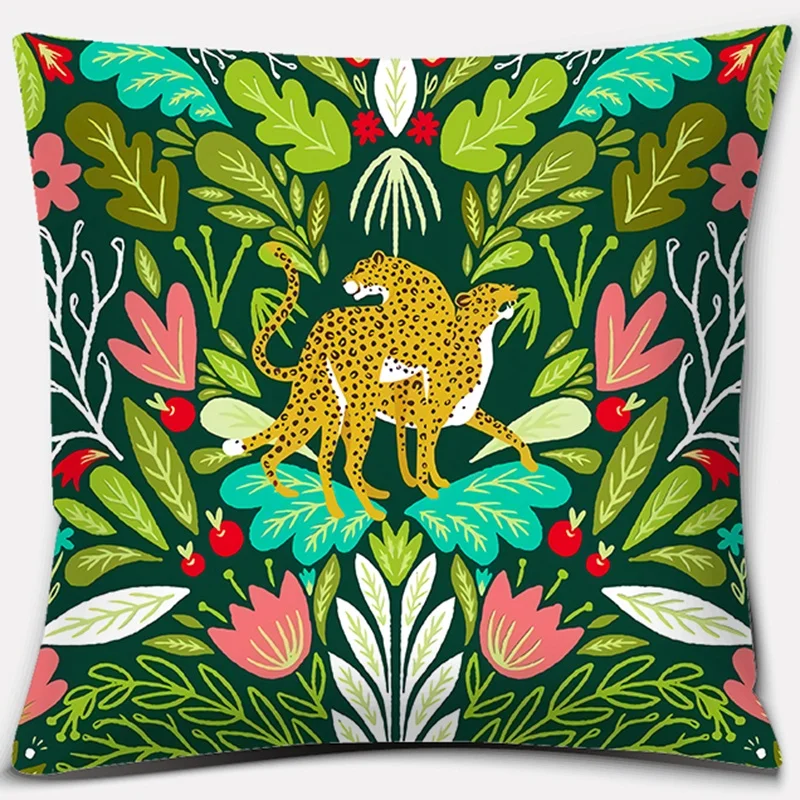 Funda de cojín con estampado de plantas tropicales para el hogar, sala de estar, sofá, decoración, almohada de cintura