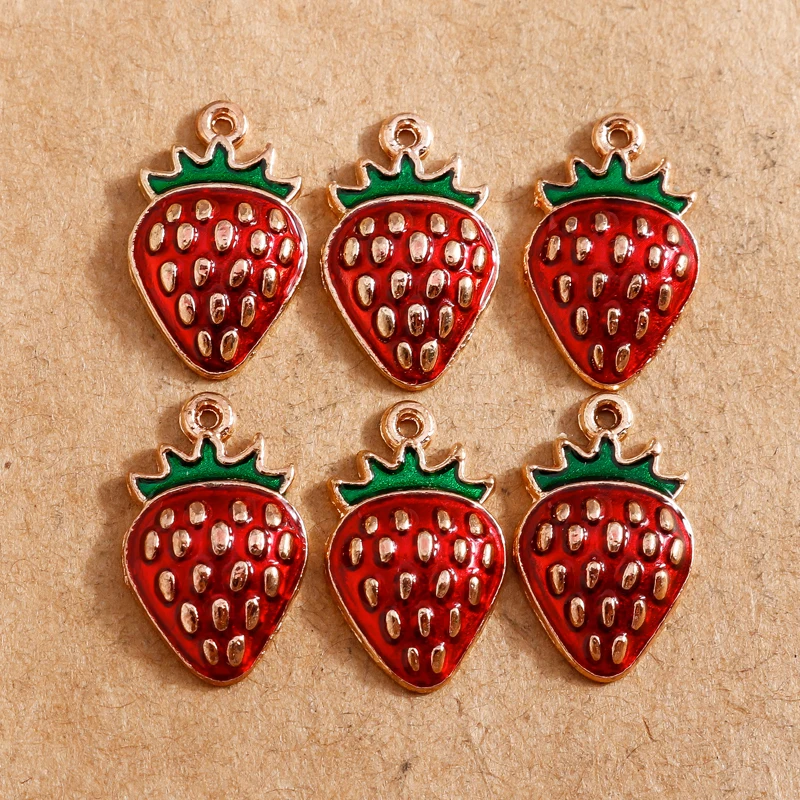 10pcs Cute Enamel Fruit  Charms for Jewelry Making Cherry Pineapple Banana Apple Charms Pendants for DIY Necklaces Earrings Gift