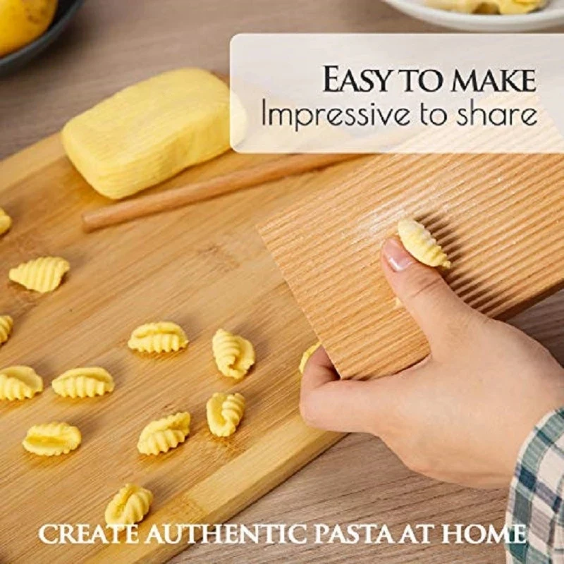 Noodles Wooden Butter Table and Popsicles Easily Make Homemade Pasta and Non-Stick Butter Pasta Board Gnocchi Roller