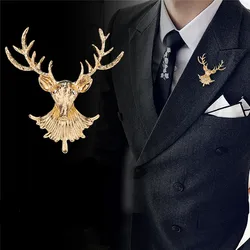 Hot Vintage Unisex Animal Deer Brooch Badge Popular Cute Elk Antlers Head Brooches Pins Clothes Accessories Christmas Gifts