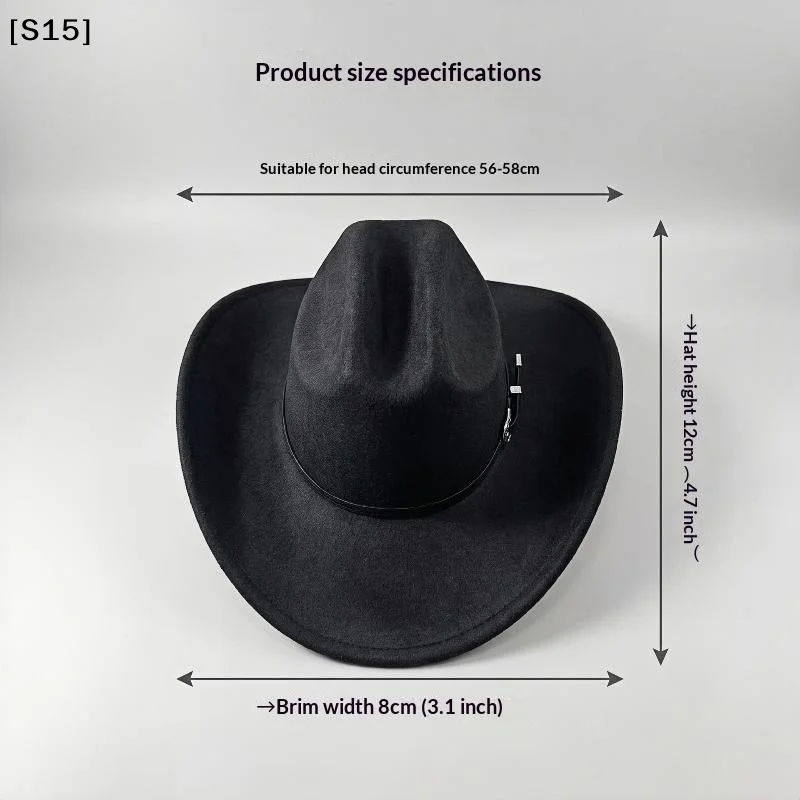 〔S15〕2026 Vintage Western Cowboy Hat For Men Women Jazz Cowgirl Leather Wide Brim Cloche[S15]