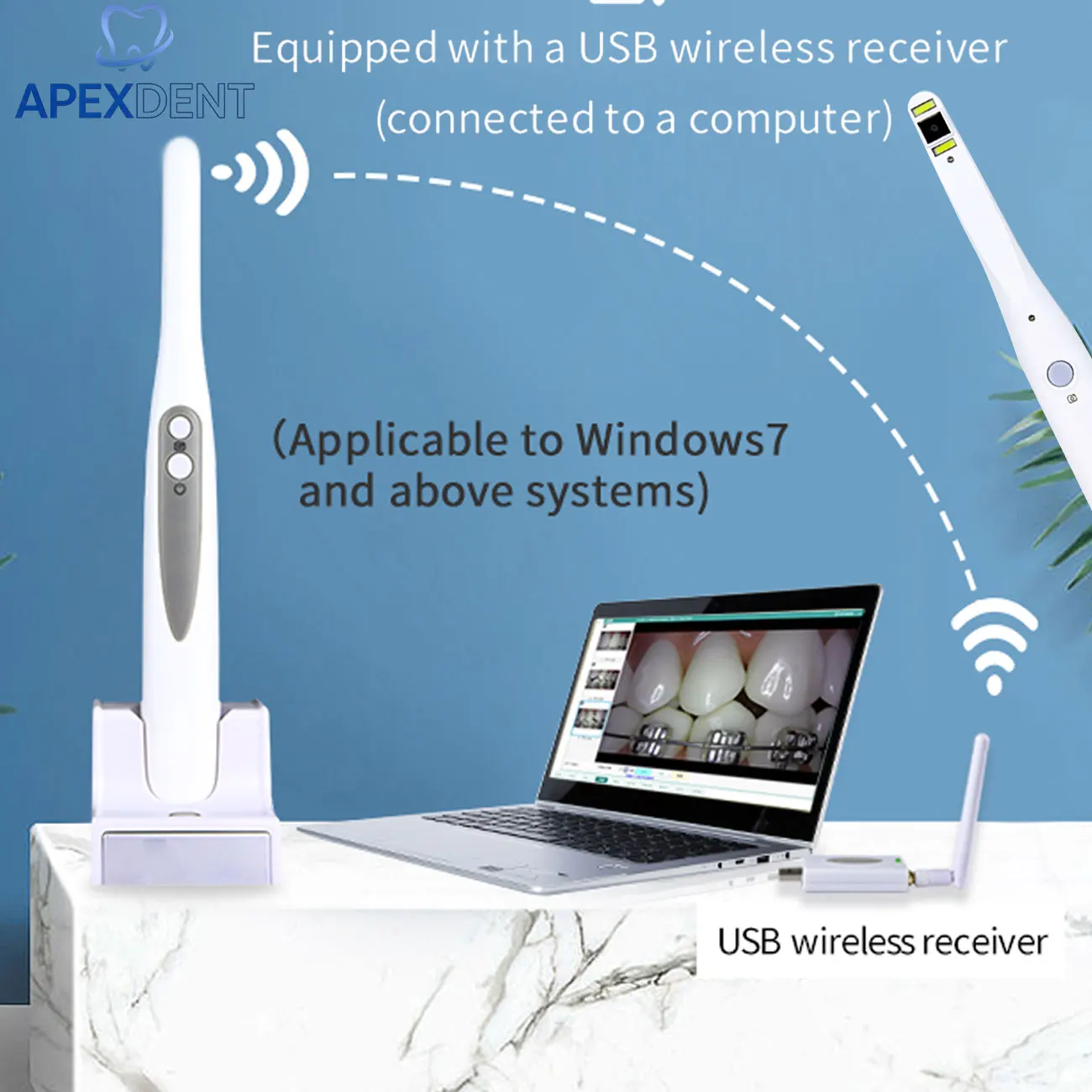 Image of 13MP Kabellose Dentale Intraorale Kamera mit Autofokus, 1080P HD WLAN-Endoskop, Zahn-Intraoralkamera für Computer, iOS und Android-Smartphones