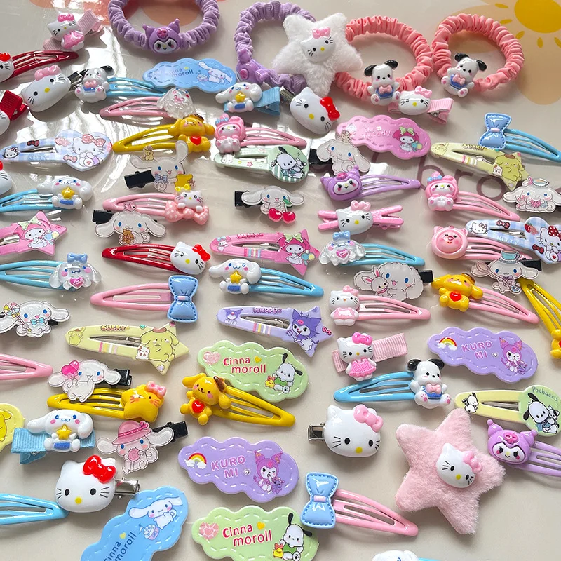 21Pcs Y2K Hello Kitty Hair Clip Barrette Sanrio Hair Clip Hello Kitty 50 Anniversary for Girls Kawaii Hellokitty Accessories