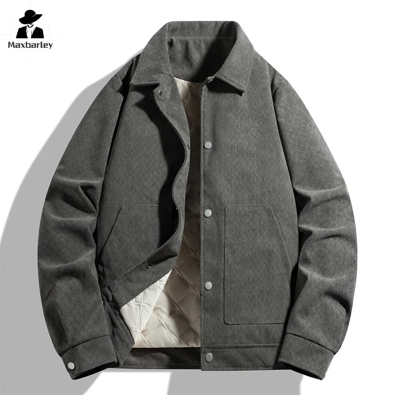 New Men's Warm Jacket Winter Fashion Luxury Thickened Windproof Down Cotton Padded Coat Male Casual Corduroy Cold-proof Parka