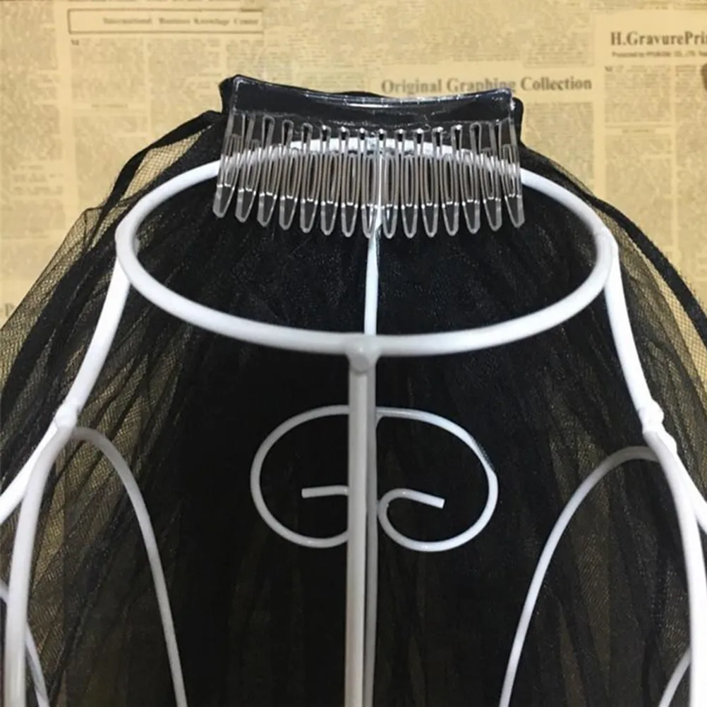 

1 шт. Ретро-черная свадебная фата с длинным гребнем премиум-класса для невесты, элегантная, для церемоний и свадеб