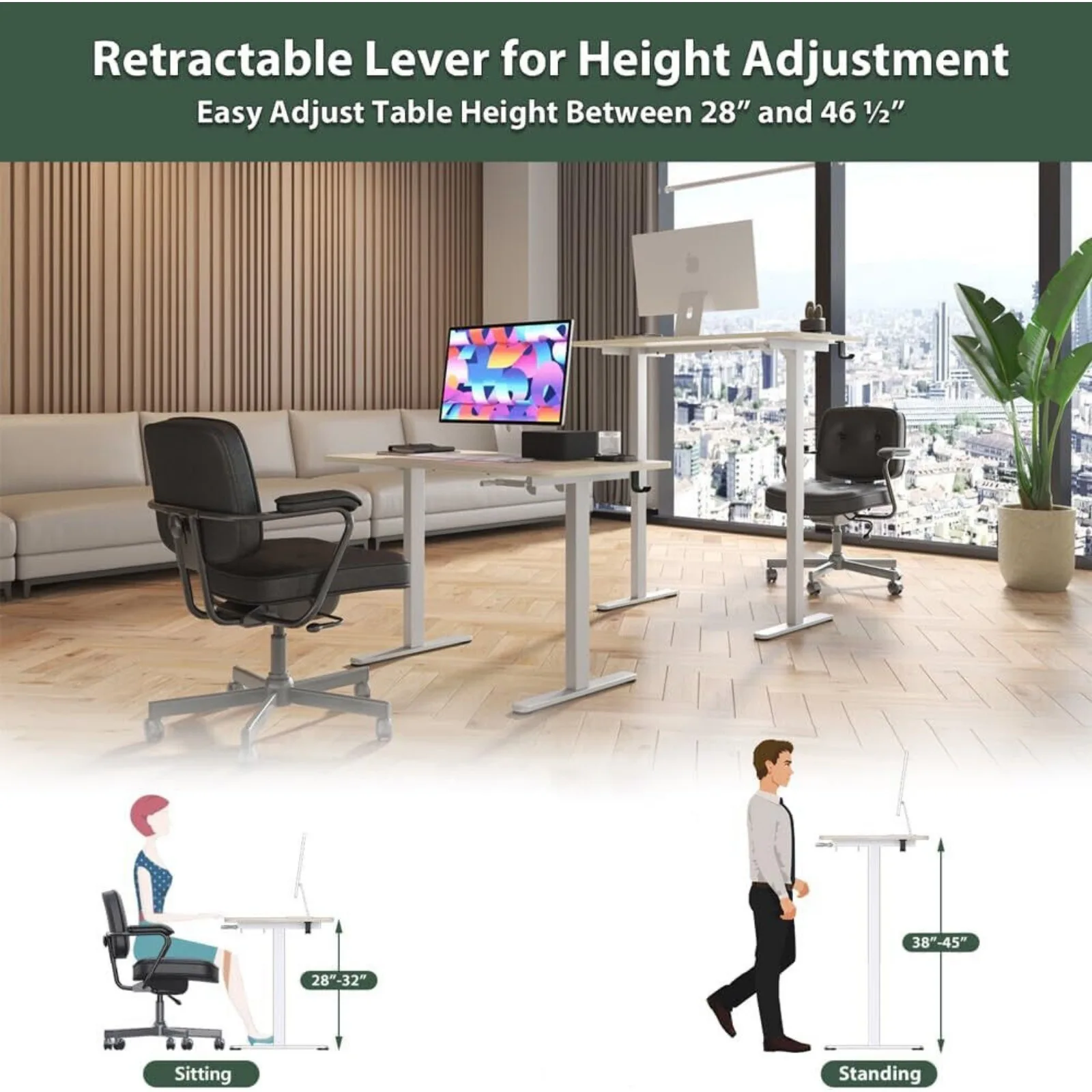 Altura ajustável Computer Desk, US Home Office, Standing Desk