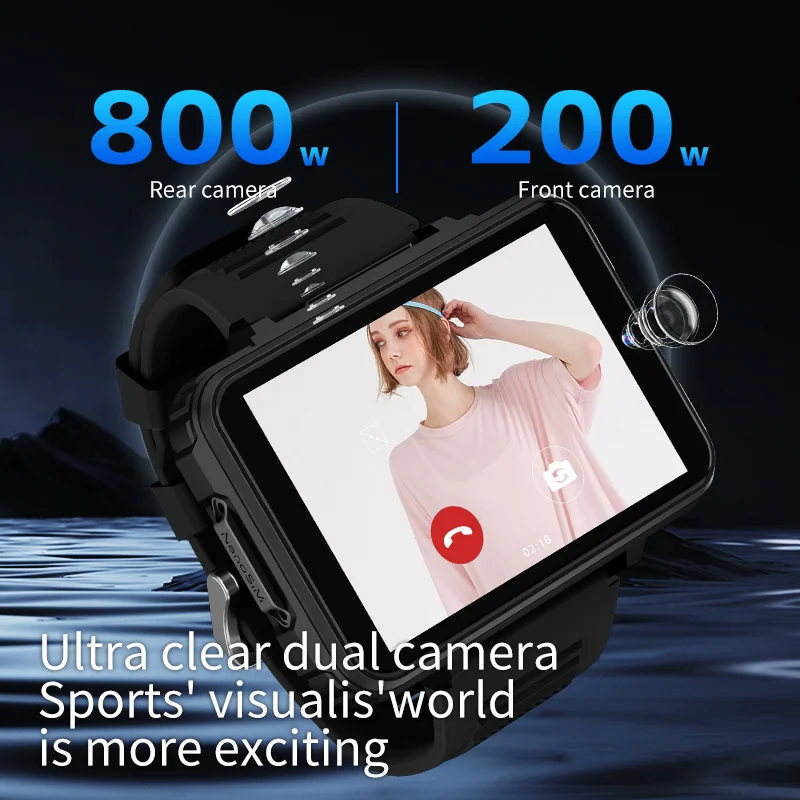 

2.4 inch Ultra Large Amoled Screen Smart Watch 4G Dual Camera 64GB Face Recognition Unlock 1400mAh Maps Touch Screen Smartwatch