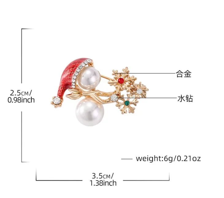 Creative alloy drip oil pearl Christmas snowman brooch, personalized and versatile clothing chest flower jewelry brooch