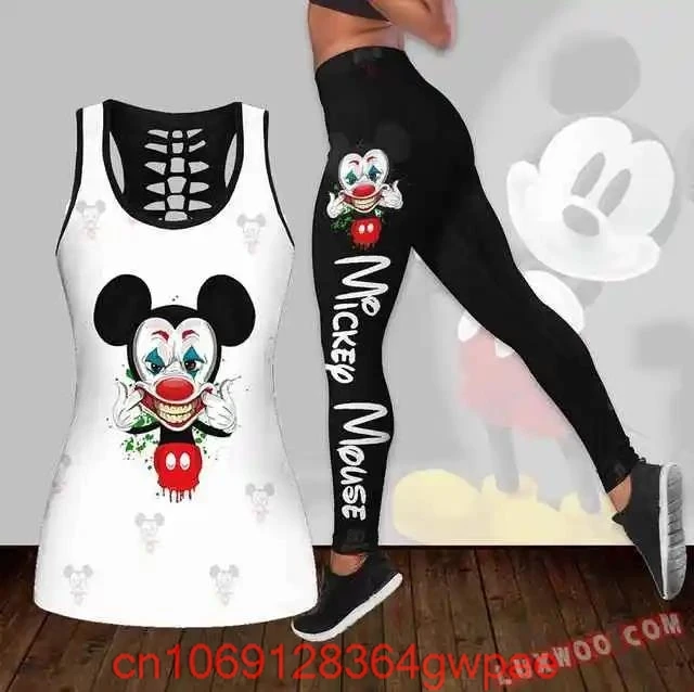 Conjunto de mallas de Yoga de Mickey Mouse para mujer, Leggings de Fitness, chándal de Disney, Top sin mangas recortado, conjunto de Leggings #2