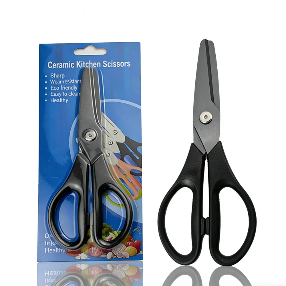 Black Ceramic Sharp Blade Complementary Food Scissors Household Vegetable Salad Cutting Tools Kitchen Scissor for Home