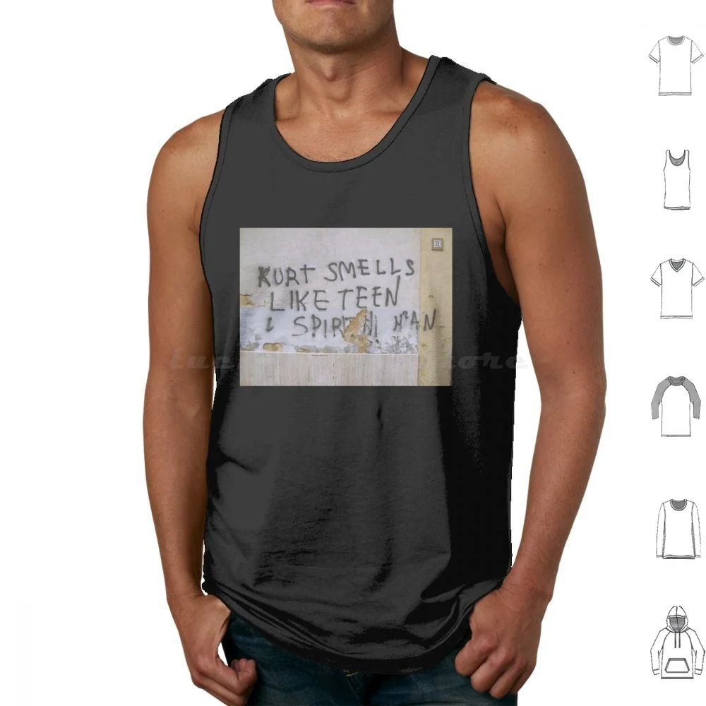 Kurt Smells Like Teen Spirit Tank Tops Print Cotton Grunge Music 90s Kurt Guitar Cobain Alternative Seattle