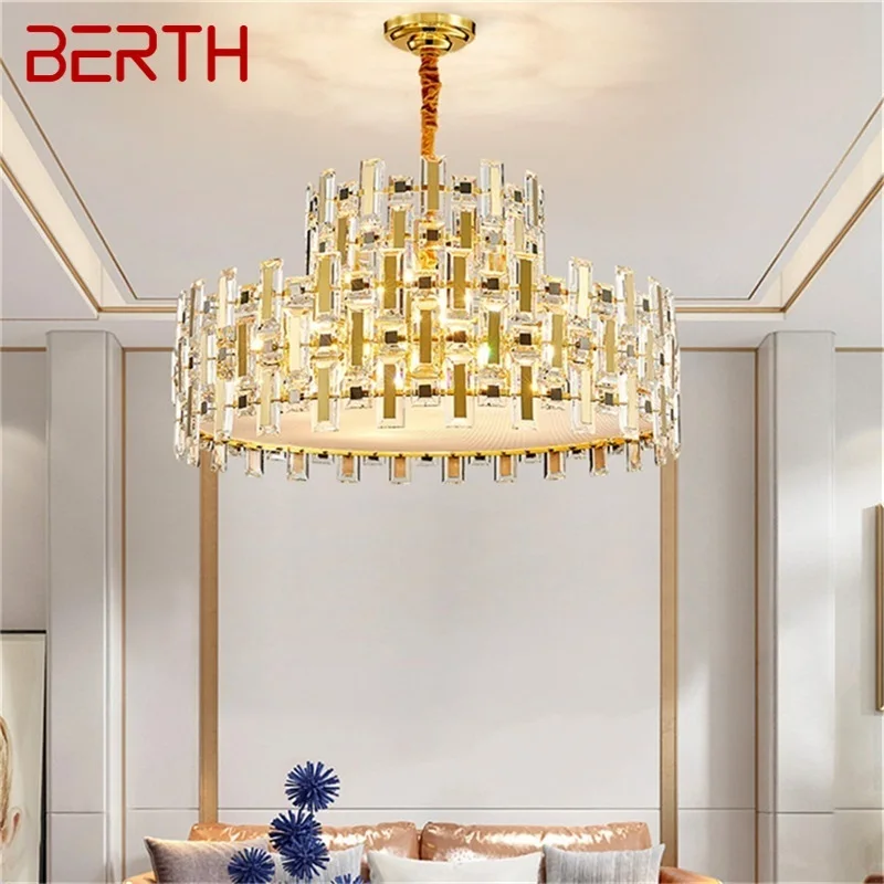 

BERTH Postmodern Pendant Light Creative Gold Chandelier LED Luxury Crystal Lamp For Home Decoration