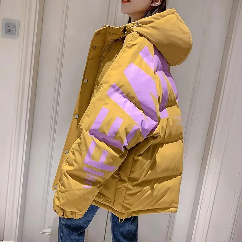 2023 Jacket Women\'s Winter Mid-length Winter Padded Jacket New Style Korean Loose Thick Warm Cotton-padded Jacket Bread Jackets