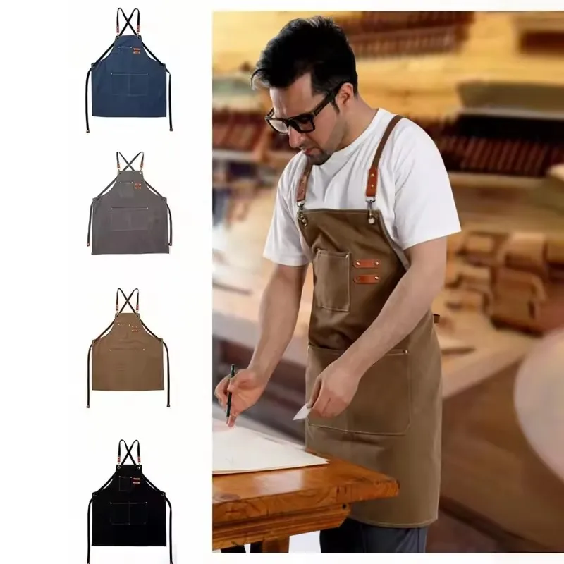 

Waterproof Oil Canvas Apron Coffee Milk Tea Shop Waist Horticulture Coffee Shop Cotton Horticulture Kitchen Apron