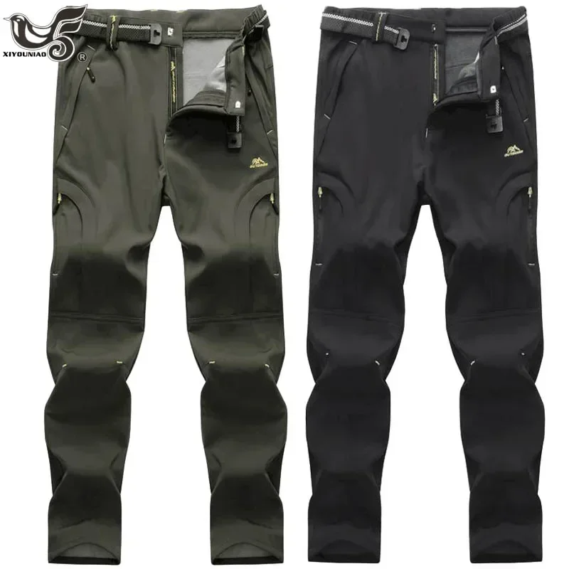 

Plus Size 7XL 8XL Streetwear Winter Soft Shell Waterproof Camping Fleece Pants Men Warm Climbing Hiking Trousers Men Clothing