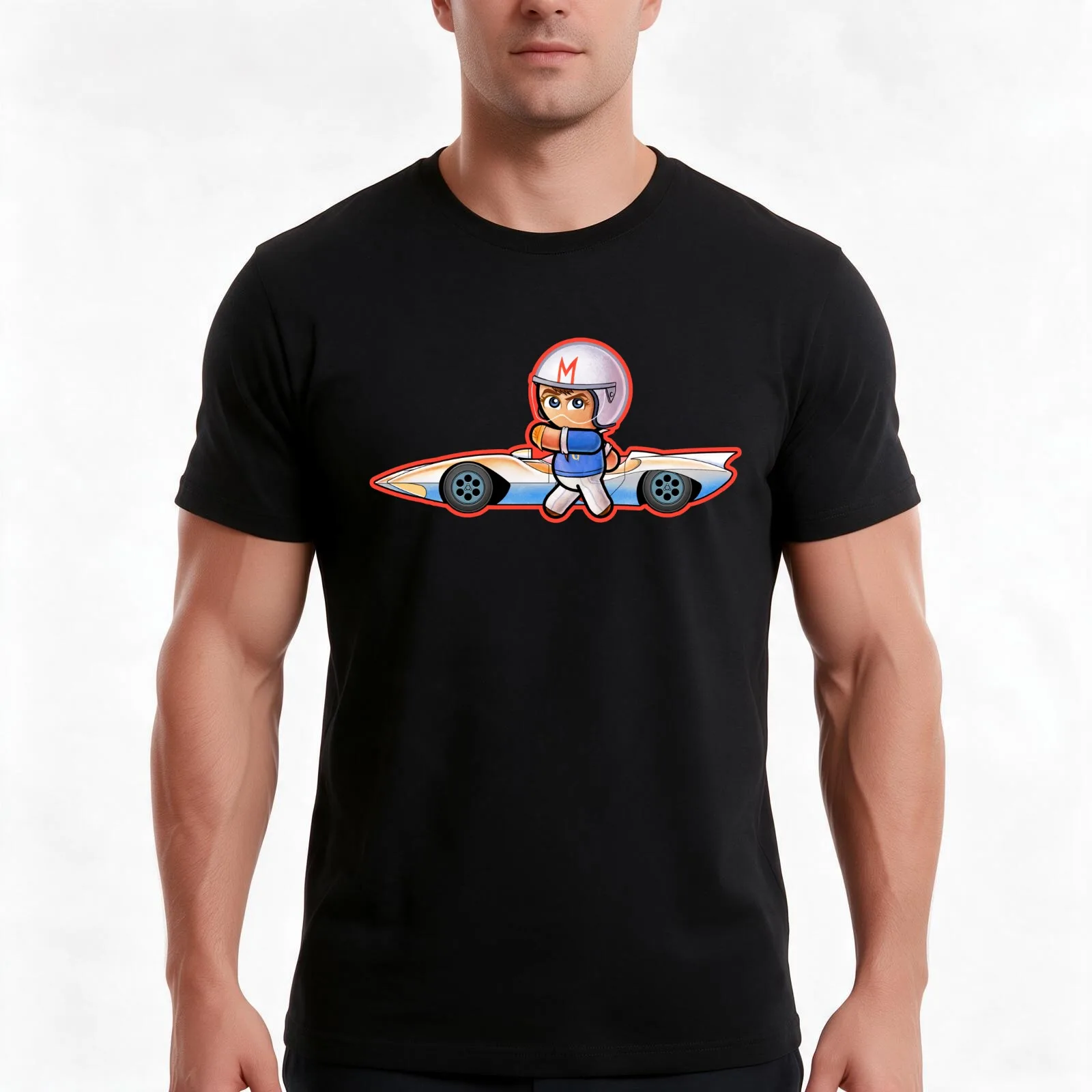 SPEED RACER & MACH 5 Pooterbelly T-Shirt, Summer Casual Cotton Tee, Oversized Streetwear Tops, Vintage Graphic Print