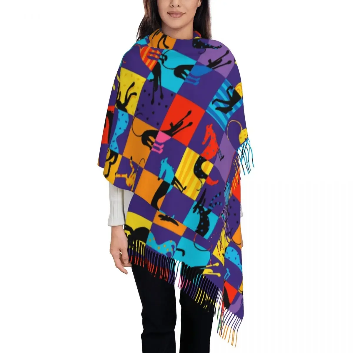 Pop Art Hounds Shawl Wraps for Women Winter Long Soft Scarf Greyhound Whippet Lurcher Dog Pashminas Shawl Scarves