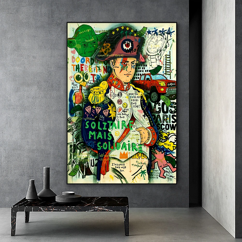 

Fashion Graffiti Pop Art Street Poster Napoleon Portrait Canvas Painting Canvas Print Wall Picture for Living Room Home Decor