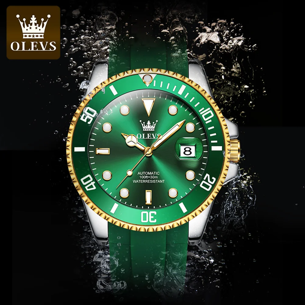 

OLEVS 6650 Mens Watch Automatic Mechanical Watch Multifunctional Silicone tape Watch For Men 30m Waterproof Luminous Box Gift