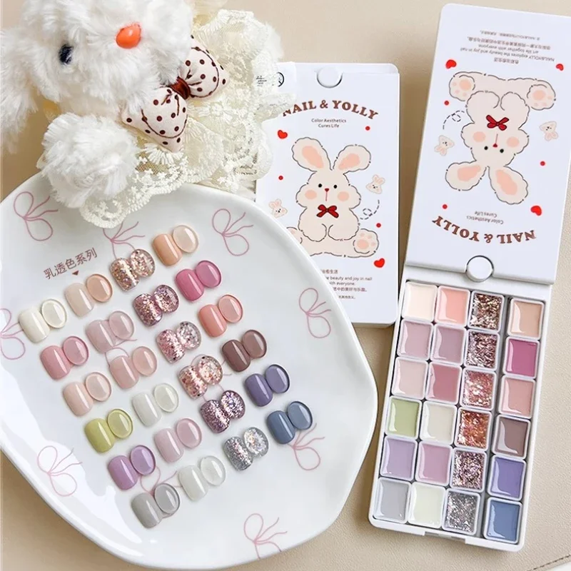 Paleta 24 Kolorów Letniego Puddingu Żelowego Lakieru do Paznokci Japoński Kremowy Żelowy Lakier Błoto Transparentny Galaretka Półtrwały Żel do Paznokci