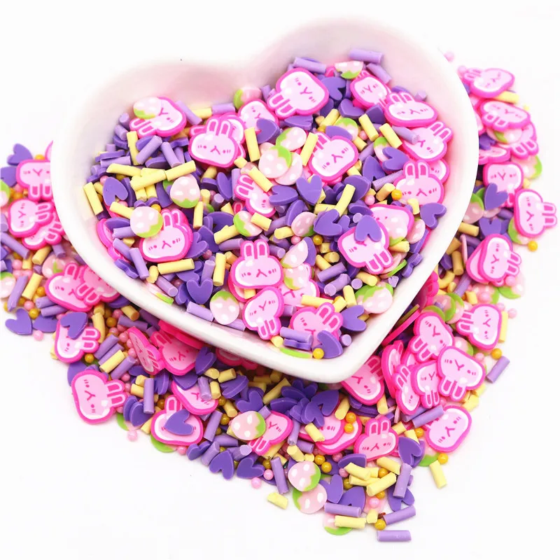 50g/lot Polymer Clay Sprinkles Slices Valentine's Day Purple Rabbit  For Diy Crafts Padico Clay  DIY Slime Crystal Mud Filling