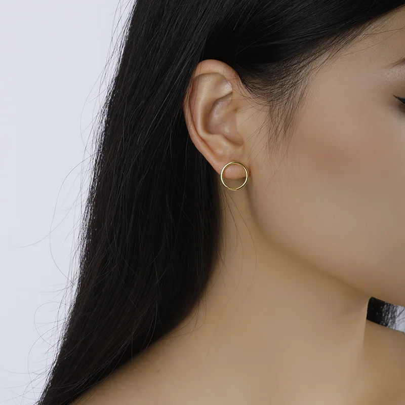 Trustdavis-pendientes de plata de ley 925 auténtica para mujer, aretes redondos huecos, joyería S925 para fiesta de boda, DA1093