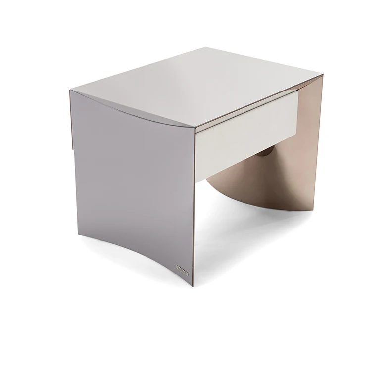 Bedroom Stainless Steel Bedside Table Light Luxury Square Bedside Table with Drawer