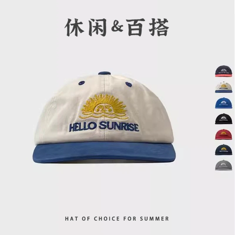 

Korean Ins Popular Flat-brimmed Baseball Caps for Men and Women Niche Retro Washed Alphabet Sun Embroidered Hip-hop Hats