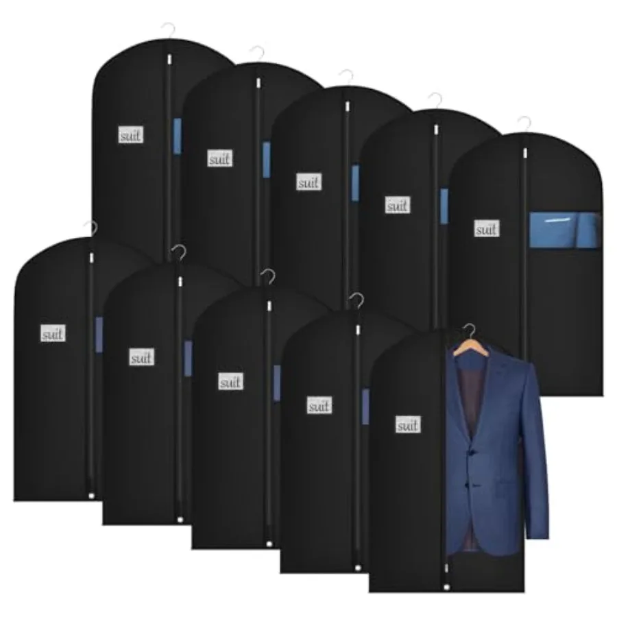 

Univivi 10 Pack Suit Bags Garment Bag for Men Storage 40-Inch Suit Bags for Closet Storage with Clear Window and ID Card Holder