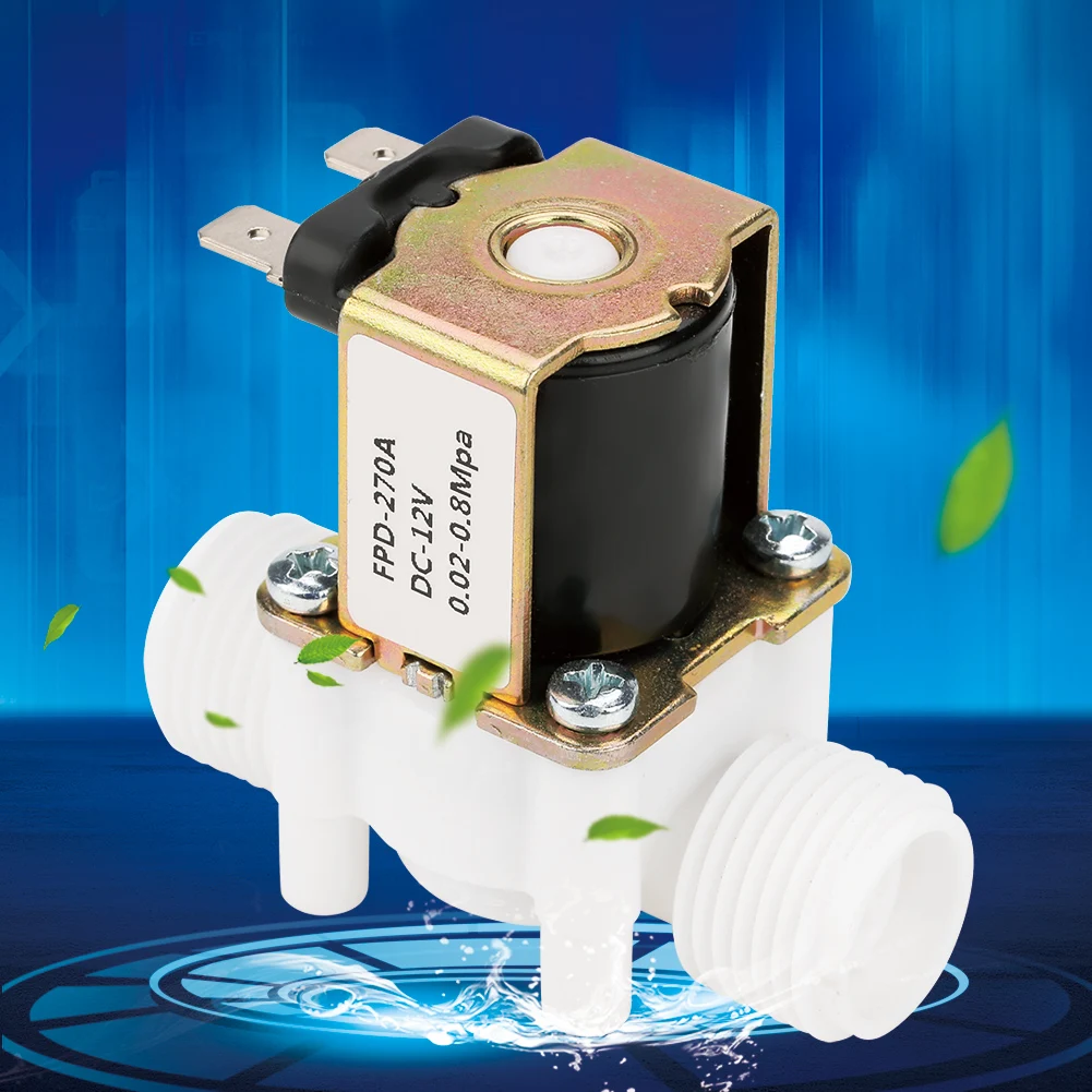 

Electric Solenoid Valve 12V G1/2" NC Plastic Electrical Inlet Solenoid Water Valve for Water Dispense Valve Solenoid Water Valve