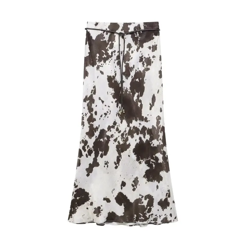 

Весна 2024, женская свободная посадка с животным принтом, длинная драпировка с воротником-стойкой, модная повседневная одежда для детей 25–35 лет