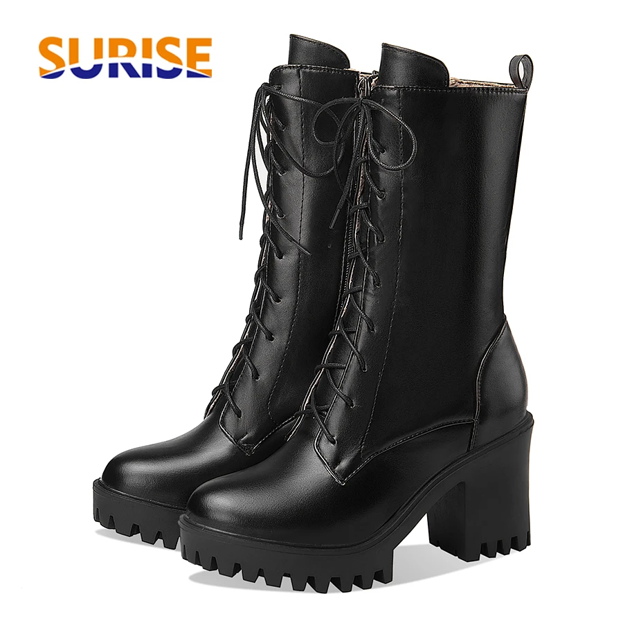 

Зимние женские Ботинки Martin в британском стиле; Цвет белый, черный; Вечерние; Офисное платье; Женские ботинки до середины икры на платформе с круглым носком на высоком квадратном каблуке и на молнии