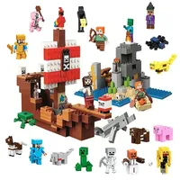 404pcs compatible with My World Pirate Ship Adventure 21152 Action Digital Village Building Block toy Birthday gift for Boys