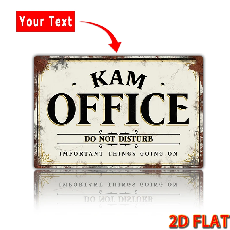 1 قطعة نص مخصص علامة معدنية اسم شخصي مكتب تسجيل جدار معدني ديكور الباب لافتات ملحق 8x12 بوصة