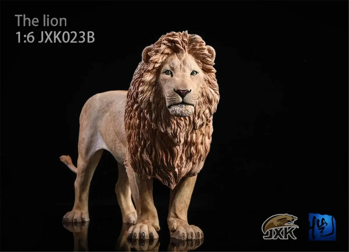 JXK 1/6 Lion Figure Panthera leo King Simulation Wild Animal Model Collector GK Toy Ornaments Decoration Education Gifts