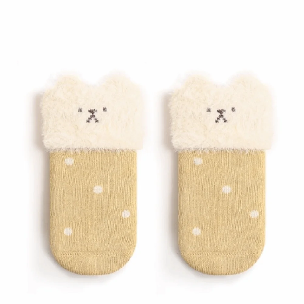 

2 пары новых милых детских зимних носков, дышащие утолщенные теплые чулки для малышей, детские носки средней длины с мультяшными кроликами для детей 0-3 лет