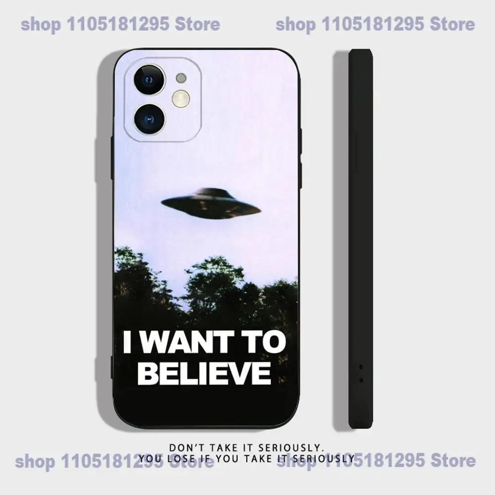 حافظة هاتف UFO TOP SECRET x-files لهاتف iPhone 17,16,15,14,13,12,11,XR,Pro,XS,Max,XR,Plus,Mini Soft Silicone Black مقاومة للصدمات