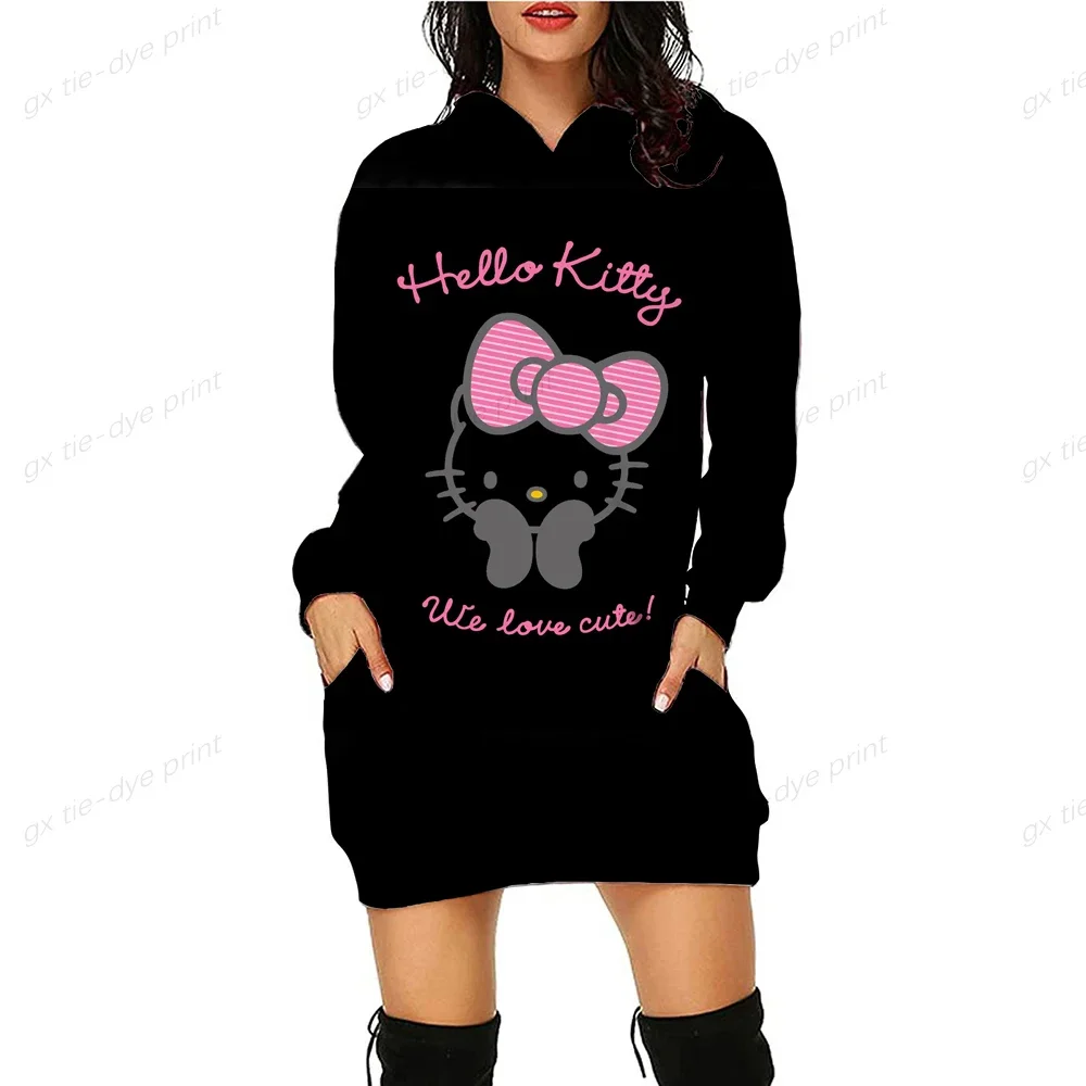 Hello Kitty Women Anime Sweatshirt Fall Fashion Women Sweatshirts 3D Printed Autumn Harajuku Women\'s Sweatshirts Dress