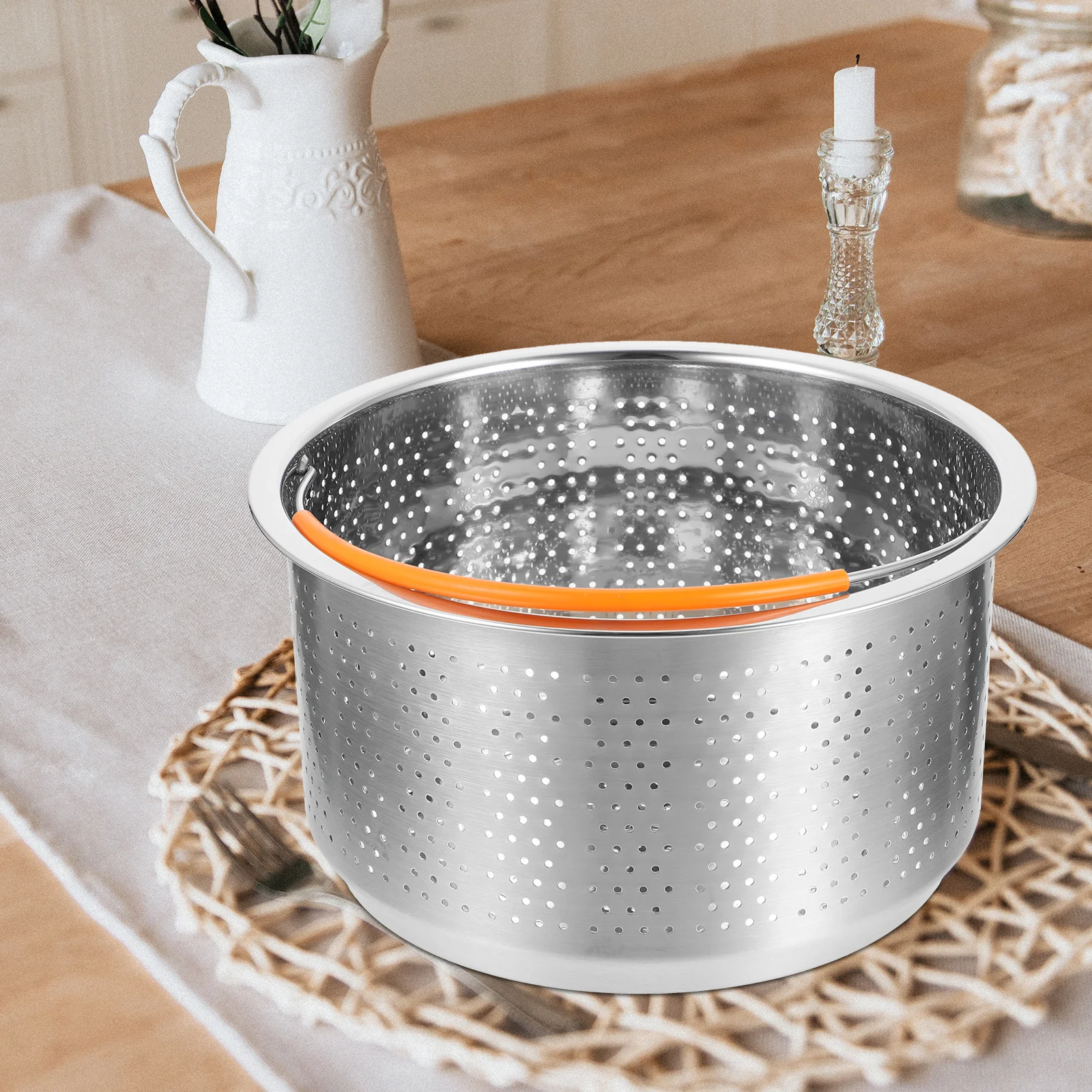 

Stainless Steel Steamer Basket for Rice Cooker Round Steaming Rack Multi Function Kitchen Steamer for Vegetables Seafood