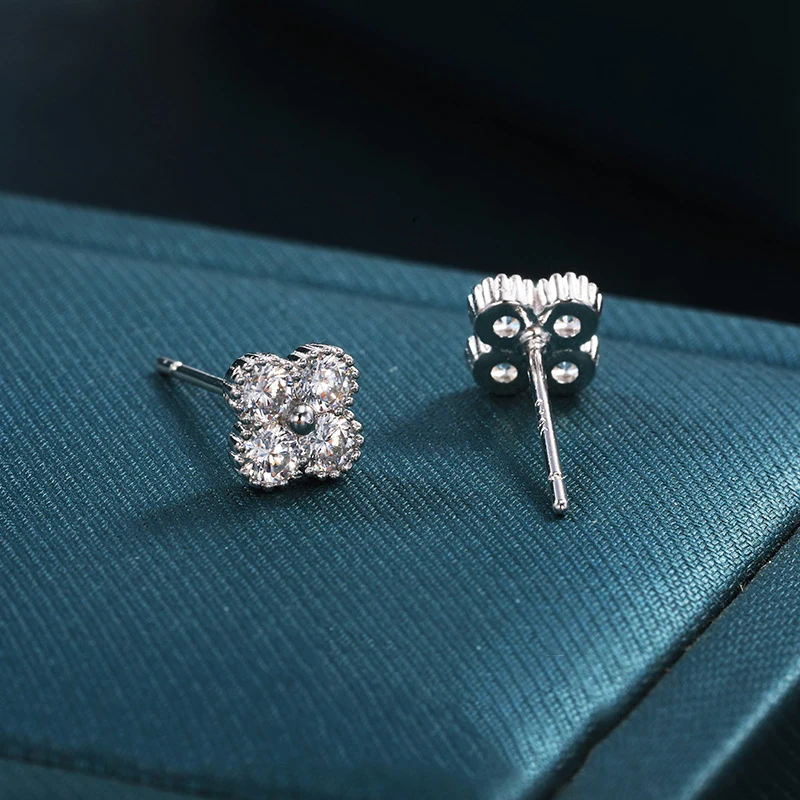 Women's 925 Silver Plated Clover Stud Earrings, Everyday Elegance