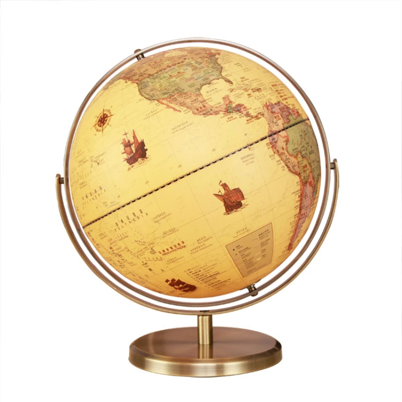 Rotating Globe Model, Retro Luminous Globe, Large HD Decoration Students with High End Crafts, Geography Educational Supplies