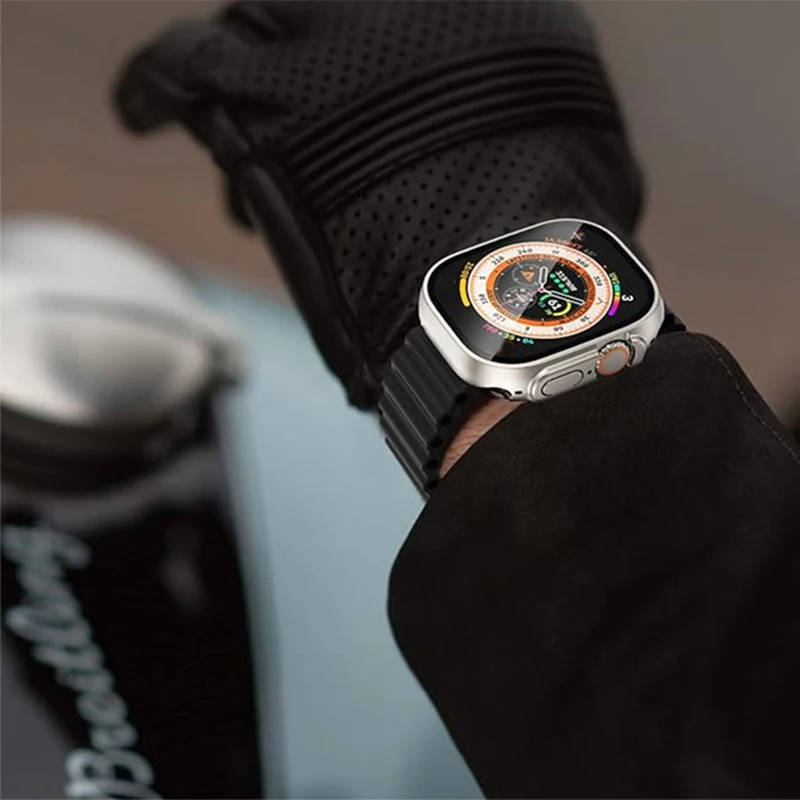 Стекло + чехол для Apple Watch 45 мм 40 41 44 мм Защитная пленка для экрана спереди и сзади, сменная на ультра-бампер iWatch Series 9 8 7 6 5 4 SE