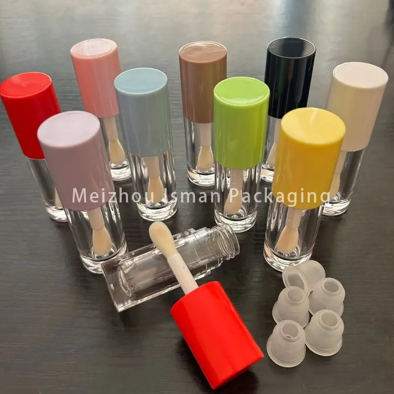 

50Pcs Empty mult color hot clear crystal big applicator lip gloss tube packaging bottle container with big brush wands 6ml