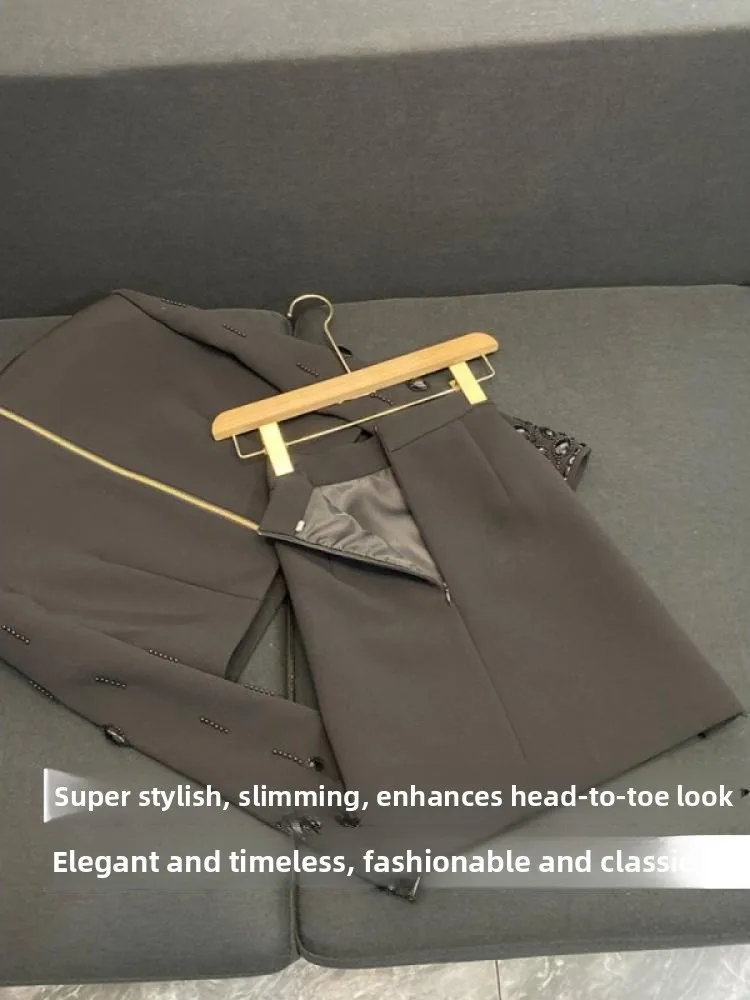 Faionable Conjunto de falda y top ort con adornos pesados Conjunto de dos piezas Star Sle Commute Wind para mujeres de 25 a 35 años