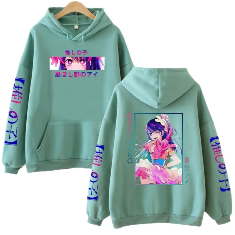 Anime Oshi No Ko Hoshino Ai Hoodie Paar Dames Casual Streetwear Hiphop Pullovers Met Capuchon Jongens Meisjes Met Hoodies