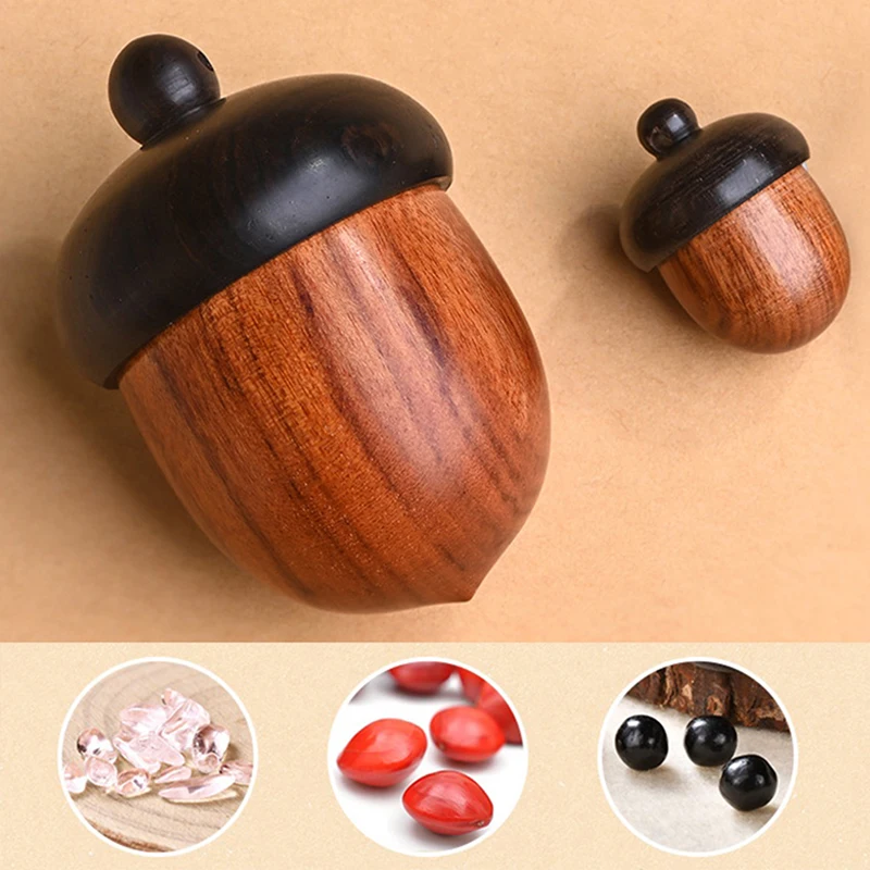 

6.6*4.5cm Solid Wood Medicine Pill Box Mini Wooden Pill Case Portable Storage Sealed Can For Outdoor First Aid Tool