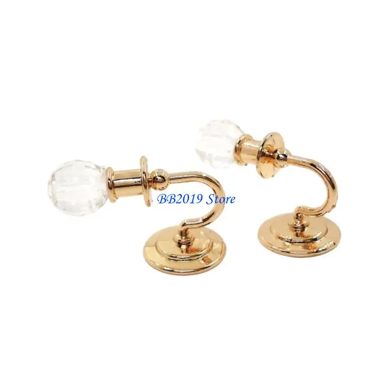 Q0KB 1 12 Scale Dollhouses Crystal Wall Lamp Set Sturdy Metal and Acrylic Designs for Living Room or Bedroom Decoration