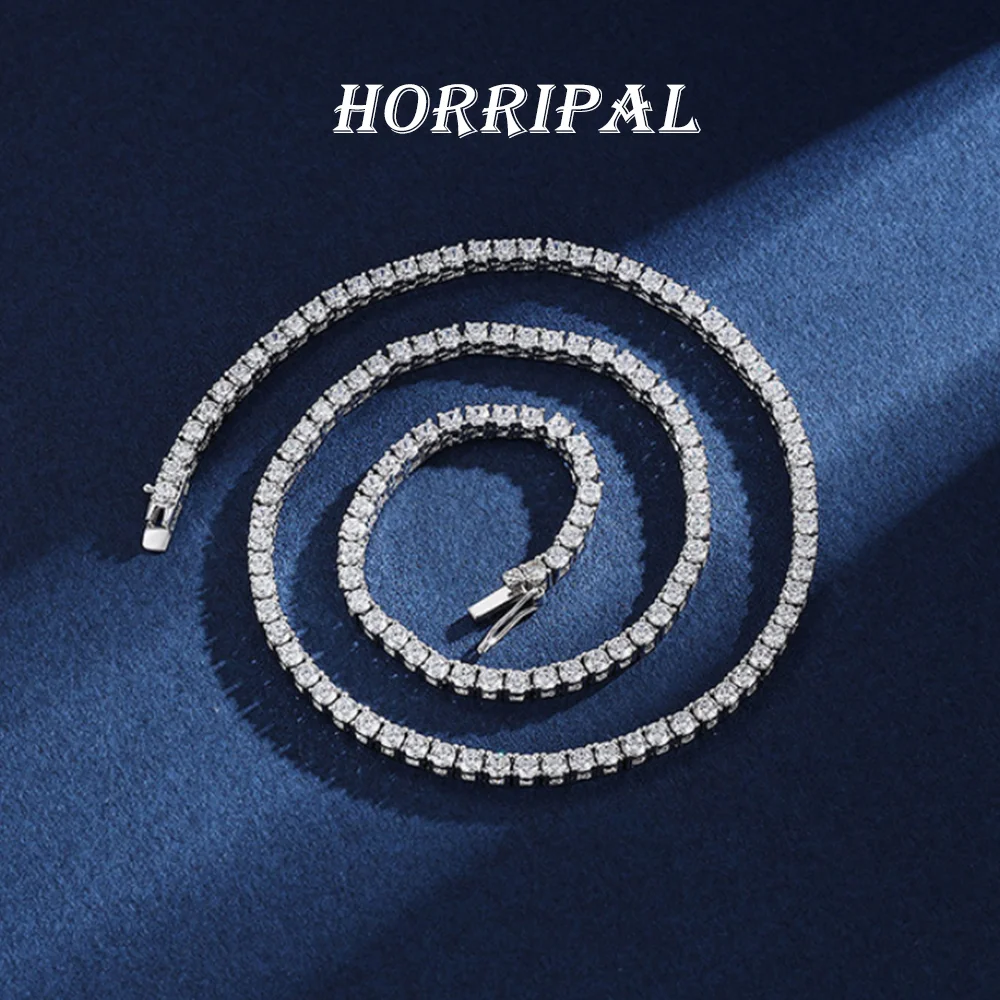 

Ожерелье-цепочка HORRIPAL с муассанитами D VVS1 2/3/4/5 мм, из стерлингового серебра S925, для вечеринок и свадеб, роскошное, сияющее, ювелирное изделие