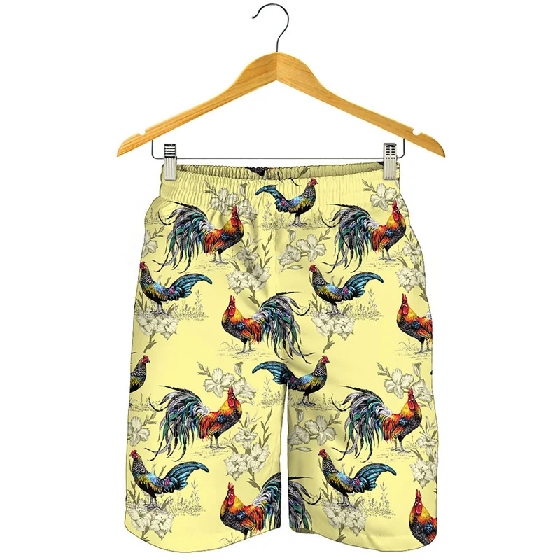 Colorful Rooster Pattern Beach Shorts Men Kids 3d Printed Animal Swim Trunks Street Short Pants Summer Loose Surf Board Shorts