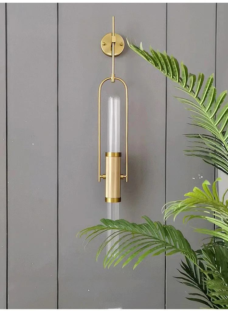 Metal Wall Lamp Interior Design Light Emitting Diode Nordic Wall Lamp Round Gold Custom Postmodern Long Glass Brassr